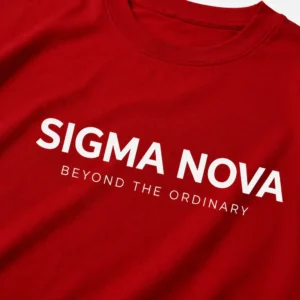 red french terry oversized t-shirt sigma nova logo print close up detail
