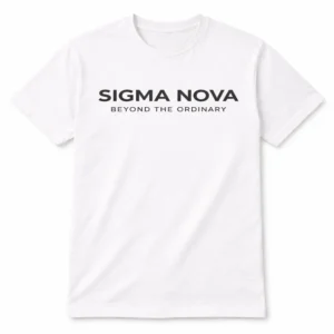 white cotton t-shirt for men 180 gsm sigma nova center logo front clean product image