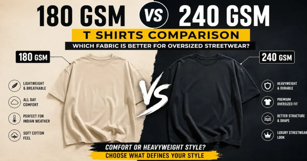 180 gsm vs 240 gsm t shirts comparison for premium oversized streetwear