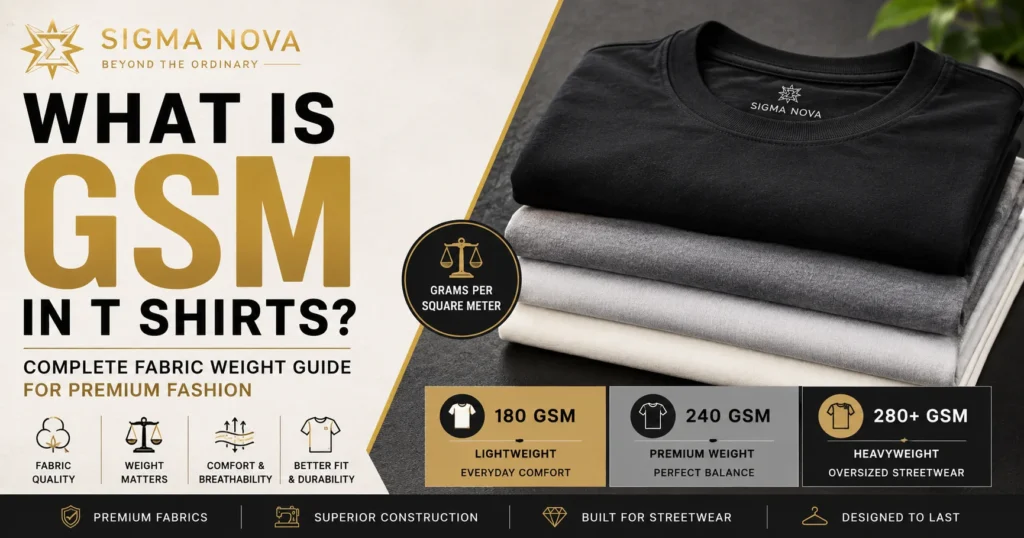 Learn what GSM In T Shirts means, how fabric weight affects comfort, durability, oversized fashion, and why heavyweight fabrics feel more premium.