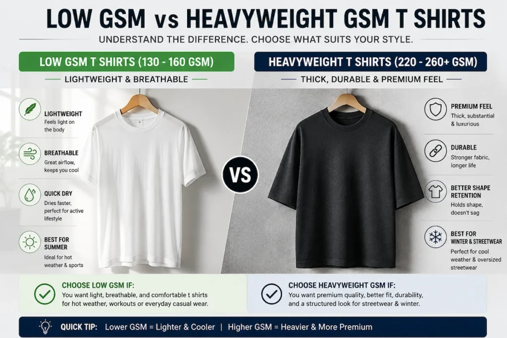 low gsm vs heavyweight t shirts