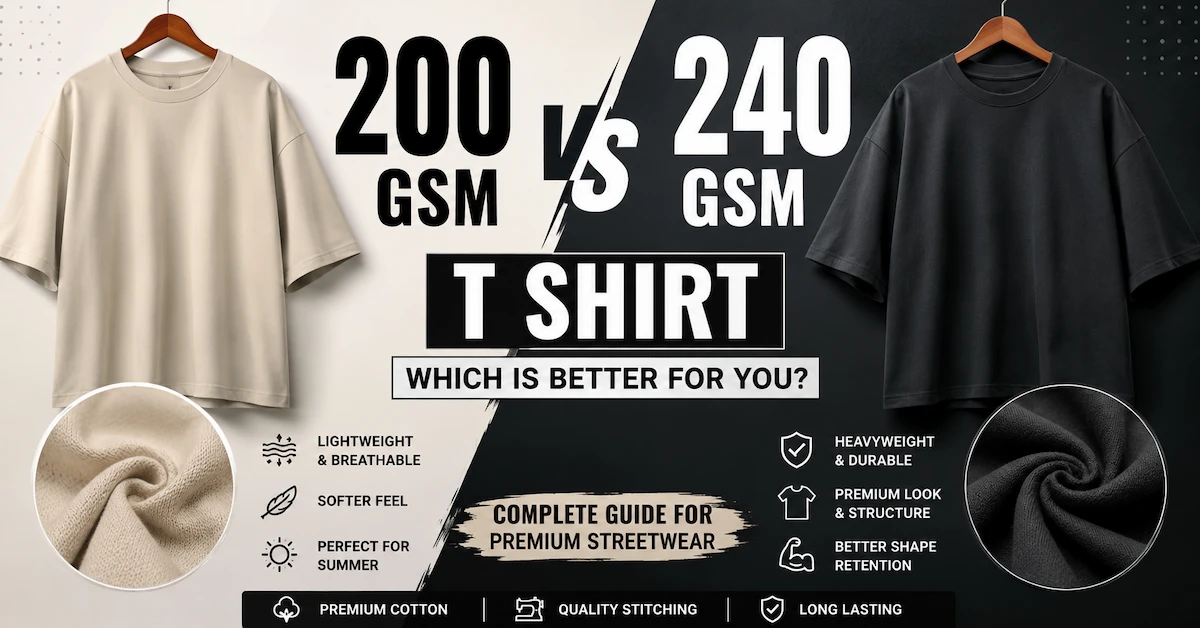 Premium T Shirts in India 200 GSM vs 240 GSM T Shirt comparison for premium oversized streetwear fashion