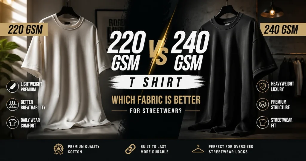 220 GSM vs 240 GSM T Shirt comparison for premium oversized streetwear fashion